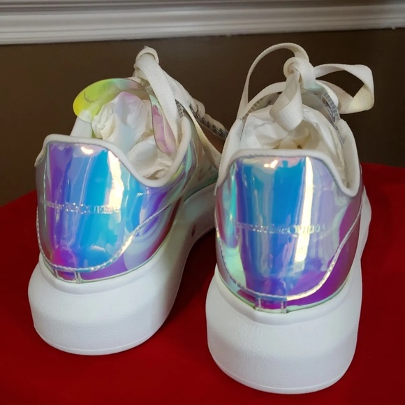 Alexander McQueen 100% Authentic sneakers transparent white iridescent Sz 7 37 - Picture 6 of 12